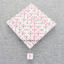 KOP04934 Flamingo Dice Opaque White with Pink Pips 16mm (5/8in) Bulk Pack of 50 Koplow Games (ONLINE ORDER ONLY)