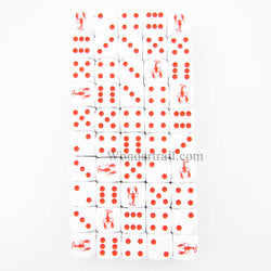 KOP04941 Lobster Dice Opaque White Red Pips 16mm Bulk Pack of 50 (ONLINE ORDER ONLY)