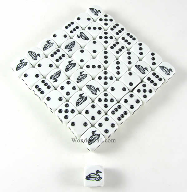 KOP04944 Loone Dice Opaque White with Black Pips 16mm (5/8in) Bulk Pack of 50 Koplow Games (ONLINE ORDER ONLY)