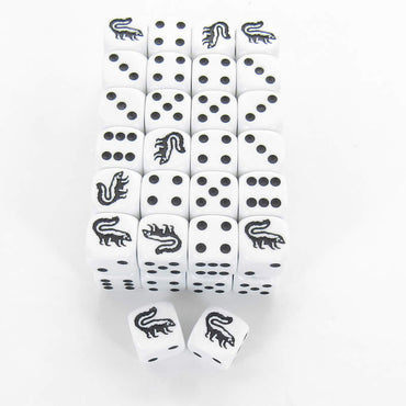 KOP04953 Skunk Dice Opaque White with Black Pips 16mm (5/8in) Bulk Pack of 50 Koplow Games (ONLINE ORDER ONLY)