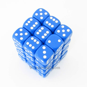 KOP05112 Blue Opaque Deluxe Dice White Pips D6 12mm (1/2in) Pack of 36 (ONLINE ORDER ONLY)