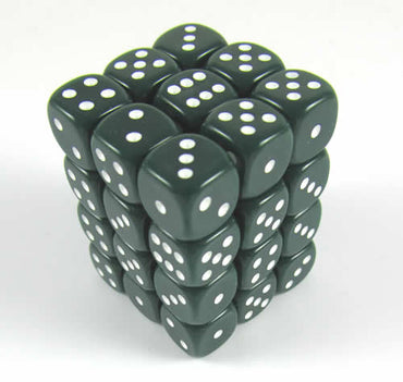 KOP05113 Green Opaque Deluxe Dice White Pips D6 12mm Pack of 36 (ONLINE ORDER ONLY)