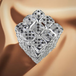 KOP05121 Clear Transparent Deluxe Dice Black Pips D6 12mm Pack of 36 (ONLINE ORDER ONLY)