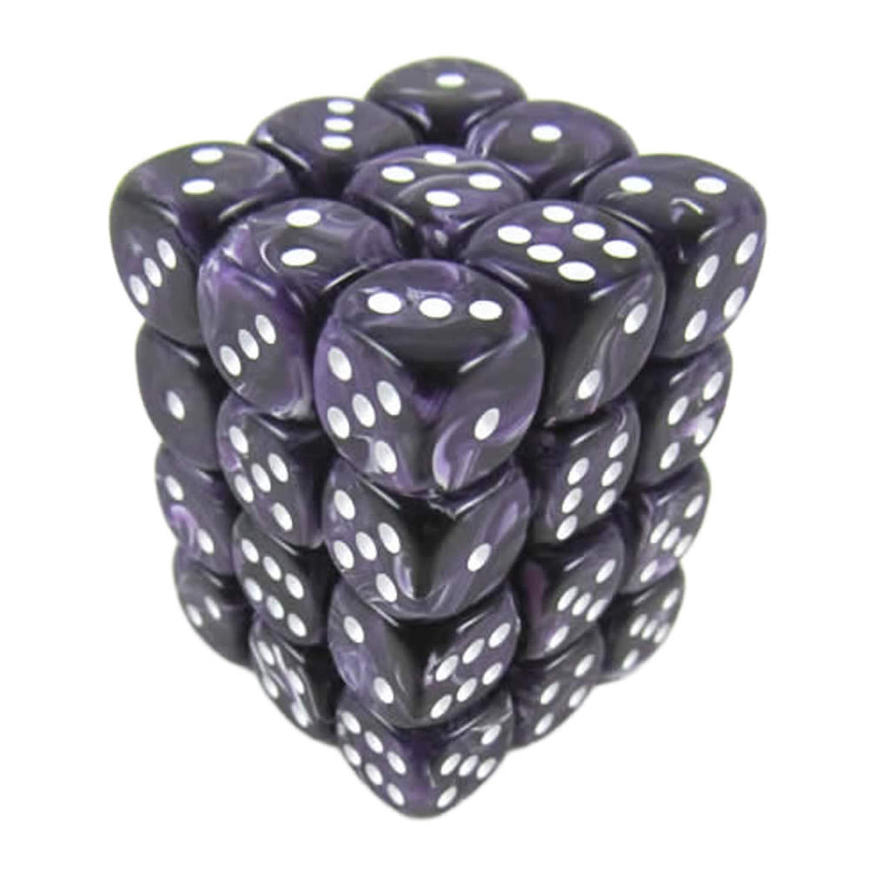 KOP05130 Purple Swirl Deluxe Dice White Pips D6 12mm (1/2in) Pack of 36 (ONLINE ORDER ONLY)