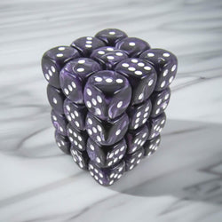KOP05130 Purple Swirl Deluxe Dice White Pips D6 12mm (1/2in) Pack of 36 (ONLINE ORDER ONLY)