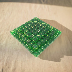 KOP05161 Green Transparent Dice Glow in the Dark Pips D6 16mm Bulk Pack of 200 (ONLINE ORDER ONLY)