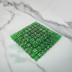 KOP05161 Green Transparent Dice Glow in the Dark Pips D6 16mm Bulk Pack of 200 (ONLINE ORDER ONLY)