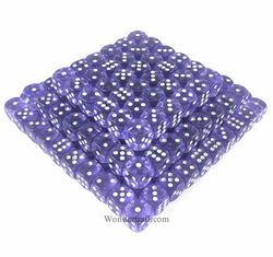 KOP05162 Purple Transparent Dice Glow in the Dark Pips D6 16mm Bulk Pack of 200 (ONLINE ORDER ONLY)
