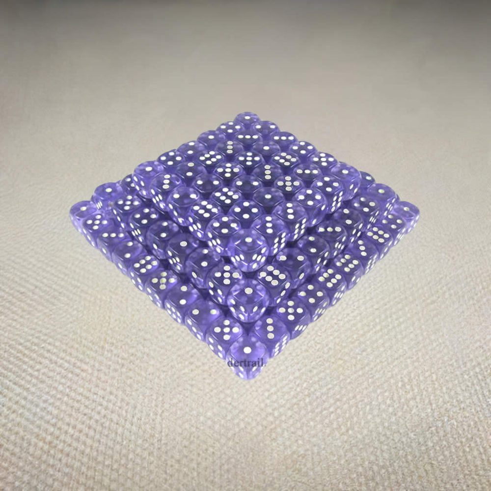 KOP05162 Purple Transparent Dice Glow in the Dark Pips D6 16mm Bulk Pack of 200 (ONLINE ORDER ONLY)