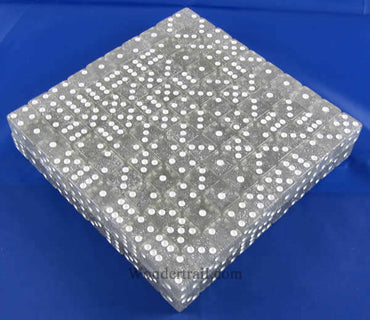 KOP05170 Clear Glitter Dice White Pips D6 16mm (5/8in) Bulk Pack of 200 (ONLINE ORDER ONLY)