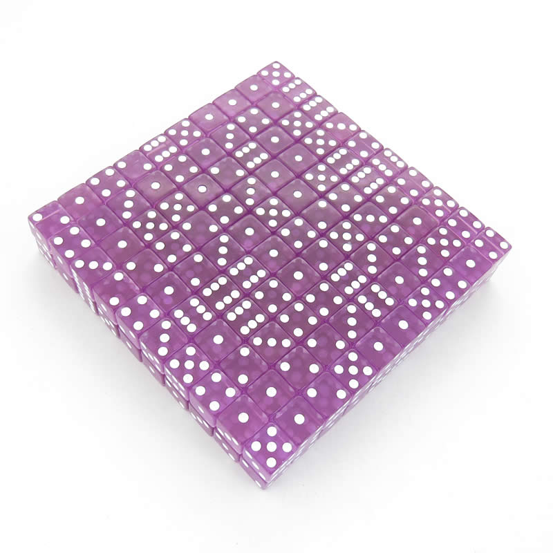 KOP05177 Orchid Transparent Dice White Pips D6 16mm Bulk Pack of 200 (ONLINE ORDER ONLY)