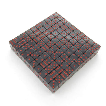 KOP05180 Smoke Transparent Dice Red Pips D6 16mm Bulk Pack of 200 (ONLINE ORDER ONLY)