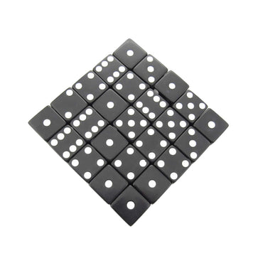 KOP05238 Black Opaque Dice with White Pips D6 25mm (1in) Bulk Pack of 50 Dice (ONLINE ORDER ONLY)