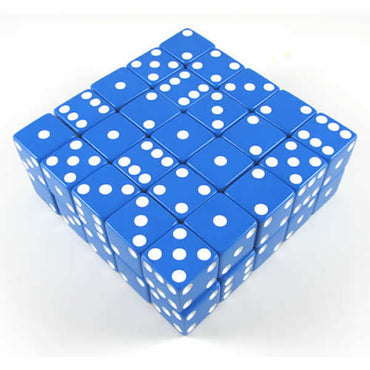 KOP05239 Blue Opaque Dice White Pips D6 25mm (1in) Bulk Pack of 50 (ONLINE ORDER ONLY)