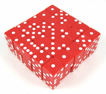 KOP05243 Red Opaque Dice White Pips D6 25mm (1in) Bulk Pack of 50 (ONLINE ORDER ONLY)