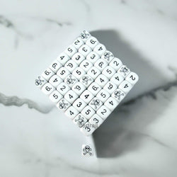 KOP05694 Skull Dice White Opaque Black Standard Numbers 16mm Bulk Pack of 50 (ONLINE ORDER ONLY)