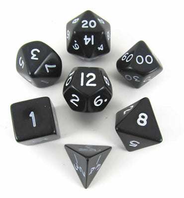 KOP06035 Black Jumbo Dice with White Numbers 24mm (15/16in) Set of 7 (ONLINE ORDER ONLY)