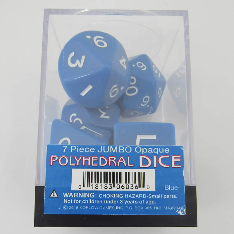 KOP06036 Blue Jumbo Dice with White Numbers 24mm (15/16in) Set of 7 (ONLINE ORDER ONLY)