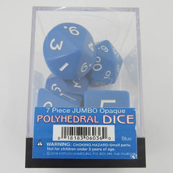 KOP06036 Blue Jumbo Dice with White Numbers 24mm (15/16in) Set of 7 (ONLINE ORDER ONLY)