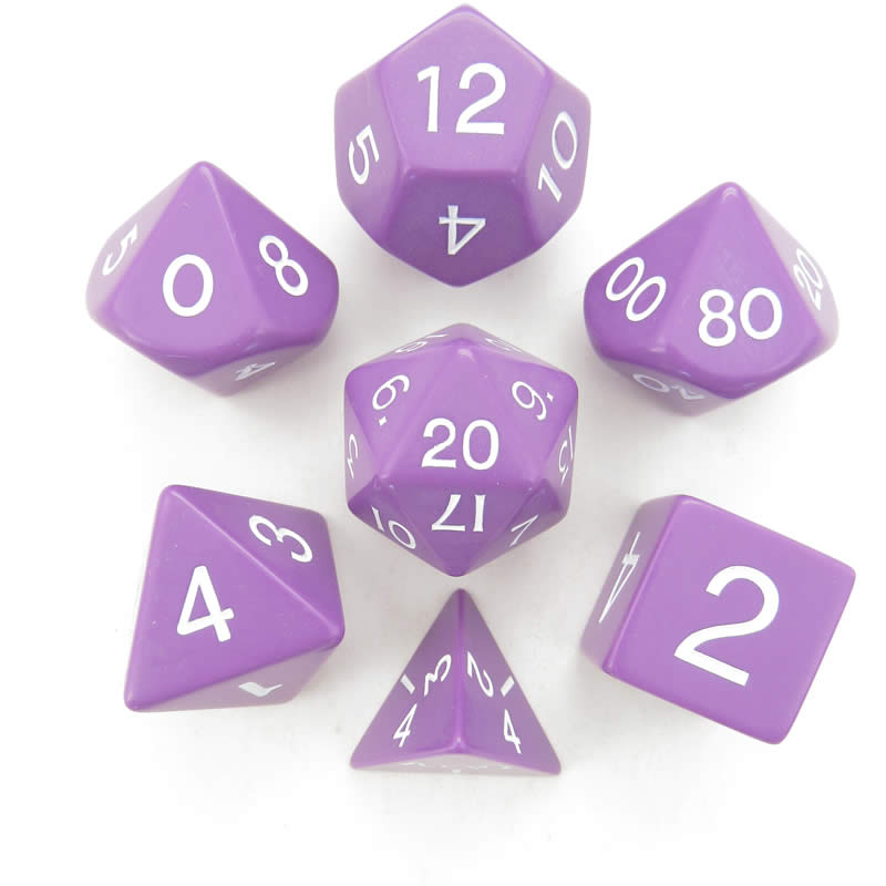 KOP06037 Purple Jumbo Dice White Numbers 24mm (15/16in) Set of 7 (ONLINE ORDER ONLY)