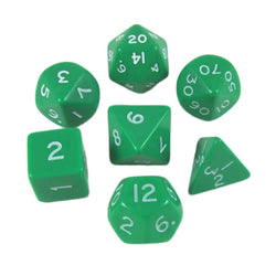 KOP06534 Green Jumbo Dice with White Numbers 24mm (15/16in) Set of 7 (ONLINE ORDER ONLY)