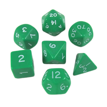 KOP06534 Green Jumbo Dice with White Numbers 24mm (15/16in) Set of 7 (ONLINE ORDER ONLY)