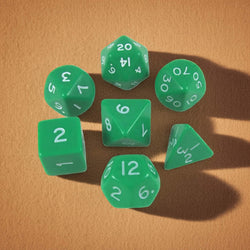 KOP06534 Green Jumbo Dice with White Numbers 24mm (15/16in) Set of 7 (ONLINE ORDER ONLY)