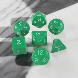 KOP06534 Green Jumbo Dice with White Numbers 24mm (15/16in) Set of 7 (ONLINE ORDER ONLY)