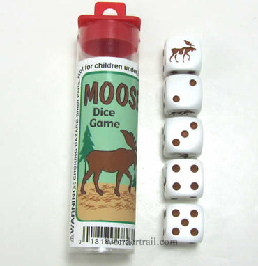 KOP07284 Moose Dice Game White Opaque with Brown Pips D6 16mm (ONLINE ORDER ONLY)