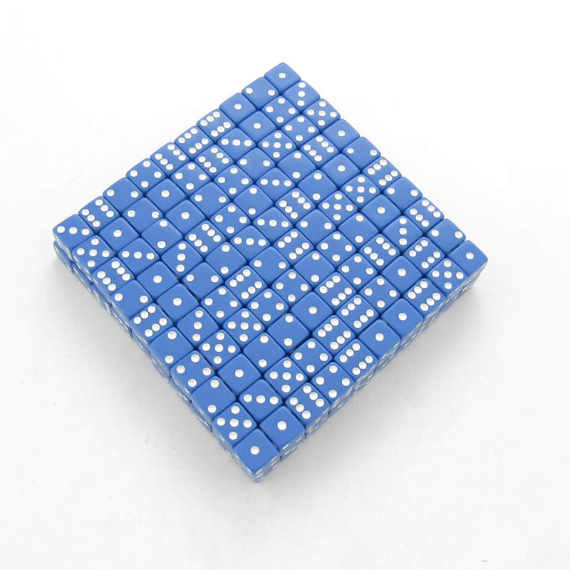 KOP07286 Blue Opaque Dice White Pips D6 8mm (5/16in) Bulk Pack of 200 (ONLINE ORDER ONLY)