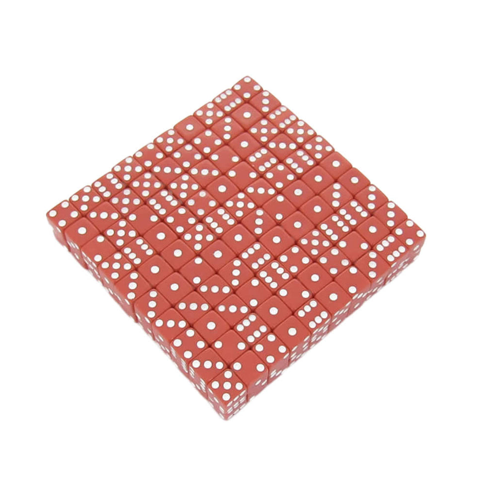 KOP07288 Red Opaque Dice White Pips D6 8mm (5/16in) Bulk Pack of 200 (ONLINE ORDER ONLY)