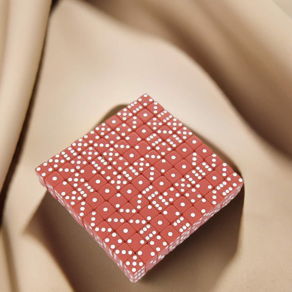KOP07288 Red Opaque Dice White Pips D6 8mm (5/16in) Bulk Pack of 200 (ONLINE ORDER ONLY)