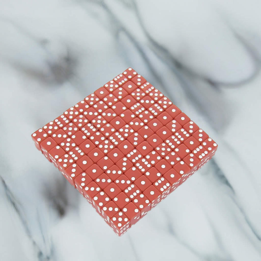 KOP07288 Red Opaque Dice White Pips D6 8mm (5/16in) Bulk Pack of 200 (ONLINE ORDER ONLY)