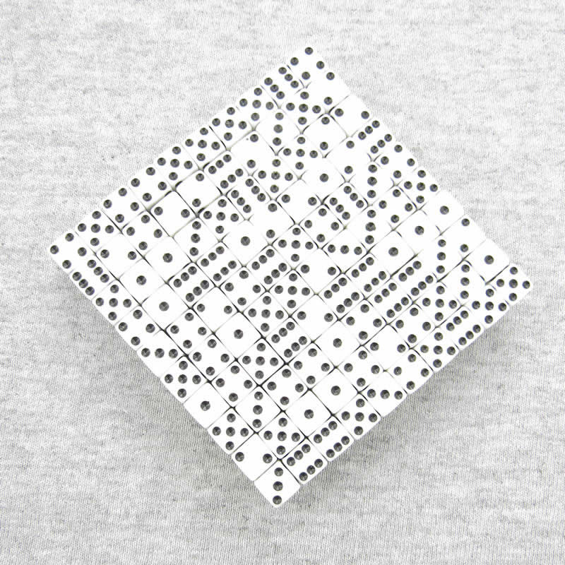 KOP07289 White Opaque Dice Black Pips D6 8mm (5/16in) Bulk Pack of 200 (ONLINE ORDER ONLY)