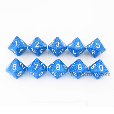 KOP08479 Water Elemental Dice White Numbers D10 16mm Pack of 10 (ONLINE ORDER ONLY)