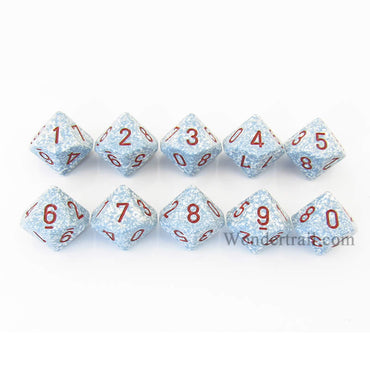 KOP08480 Air Elemental Dice Red Numbers D10 16mm (5/8in) Pack of 10 (ONLINE ORDER ONLY)