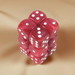 KOP08579 Red Marbleized Deluxe Dice White Pips D6 16mm Pack of 12 (ONLINE ORDER ONLY)