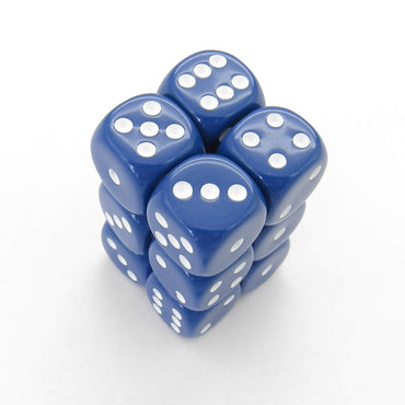 KOP08583 Blue Opaque Deluxe Dice White Pips D6 16mm (5/8in) Pack of 12 (ONLINE ORDER ONLY)
