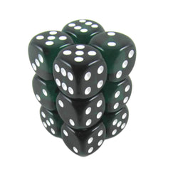 KOP08598 Green Transparent Deluxe Dice White Pips D6 16mm Pack of 12 (ONLINE ORDER ONLY)