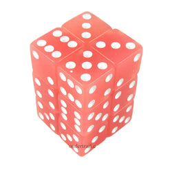 KOP08610 Peach Glow in the Dark Dice White Pips D6 16mm Pack of 12 (ONLINE ORDER ONLY)