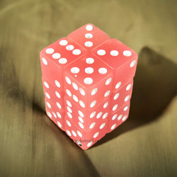 KOP08610 Peach Glow in the Dark Dice White Pips D6 16mm Pack of 12 (ONLINE ORDER ONLY)