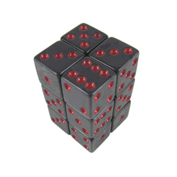 KOP08620 Charcoal Marbleized Dice with Red Pips D6 16mm (5/8in) Pack of 12 Dice (ONLINE ORDER ONLY)