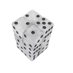 KOP08622 Pearl Marbleized Dice with Black Pips D6 16mm (5/8in) Pack of 12 Dice (ONLINE ORDER ONLY)