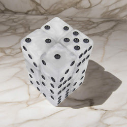 KOP08622 Pearl Marbleized Dice with Black Pips D6 16mm (5/8in) Pack of 12 Dice (ONLINE ORDER ONLY)