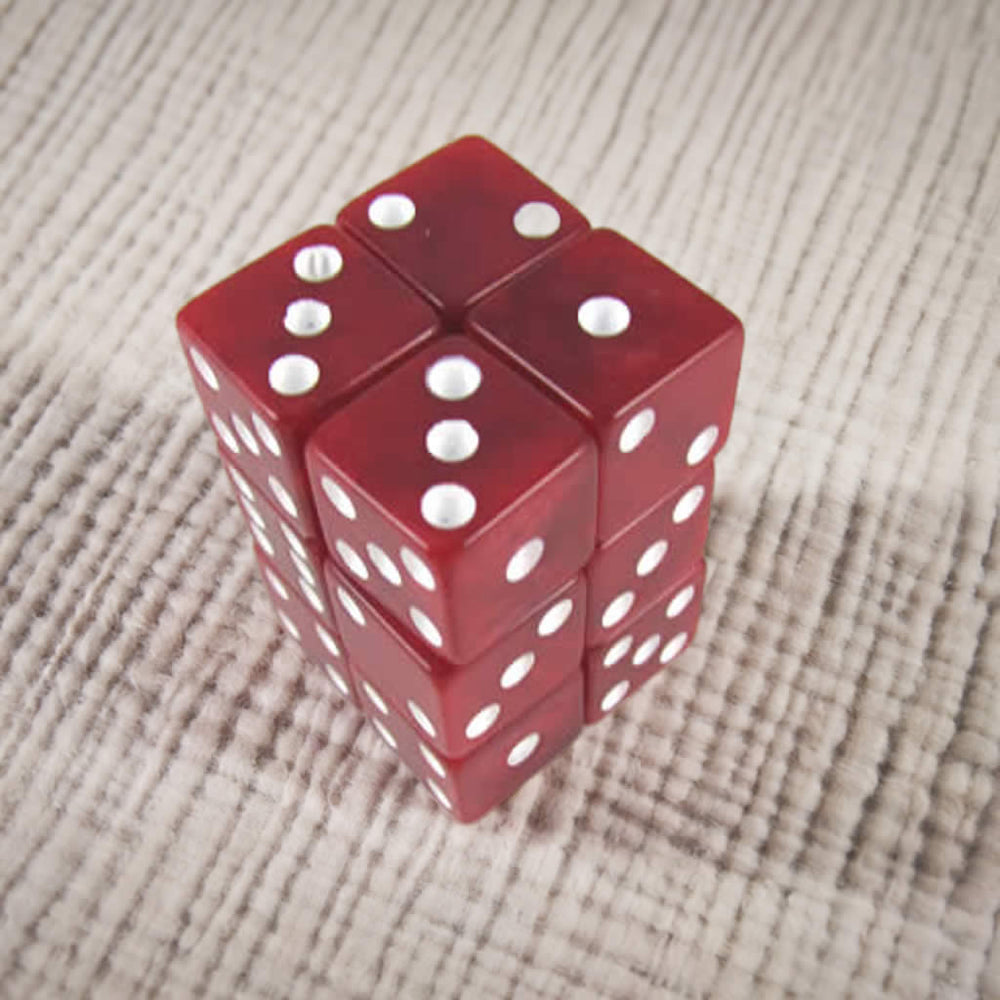KOP08623 Red Marblized Dice with White Pips D6 16mm (5/8in) Pack of 12 (ONLINE ORDER ONLY)
