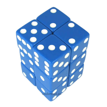 KOP08626 Blue Opaque Dice with White Pips D6 16mm (5/8in) Pack of 12 (ONLINE ORDER ONLY)