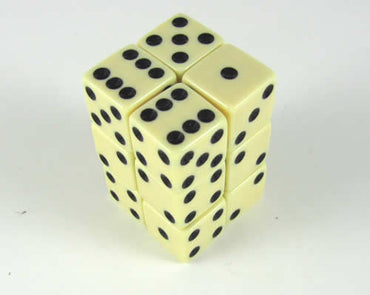 KOP08628 Ivory Opaque Dice with Black Pips D6 16mm (5/8in) Pack of 12 (ONLINE ORDER ONLY)