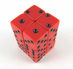 KOP08631 Red Opaque Dice with Black Pips D6 16mm (5/8in) Pack of 12 (ONLINE ORDER ONLY)