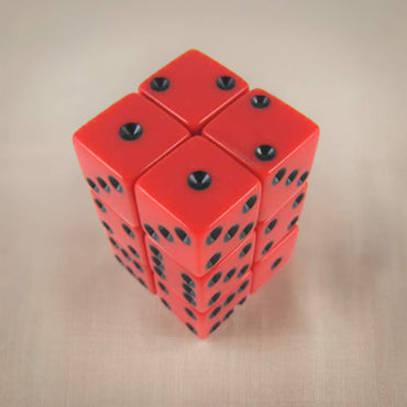 KOP08631 Red Opaque Dice with Black Pips D6 16mm (5/8in) Pack of 12 (ONLINE ORDER ONLY)