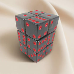 KOP08641 Smoke Transparent Dice Red Pips D6 16mm (5/8in) Pack of 12 (ONLINE ORDER ONLY)